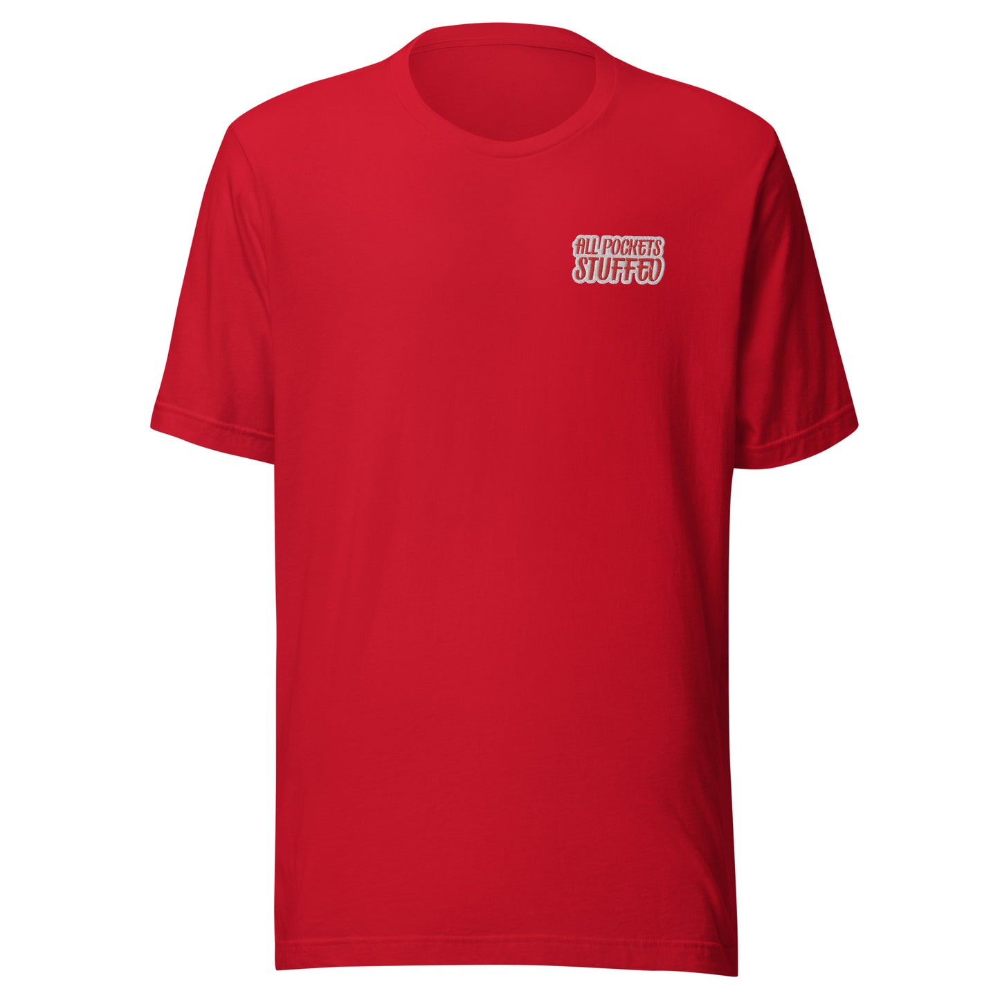 All Pockets Stuffed RED/WHT Unisex t-shirt