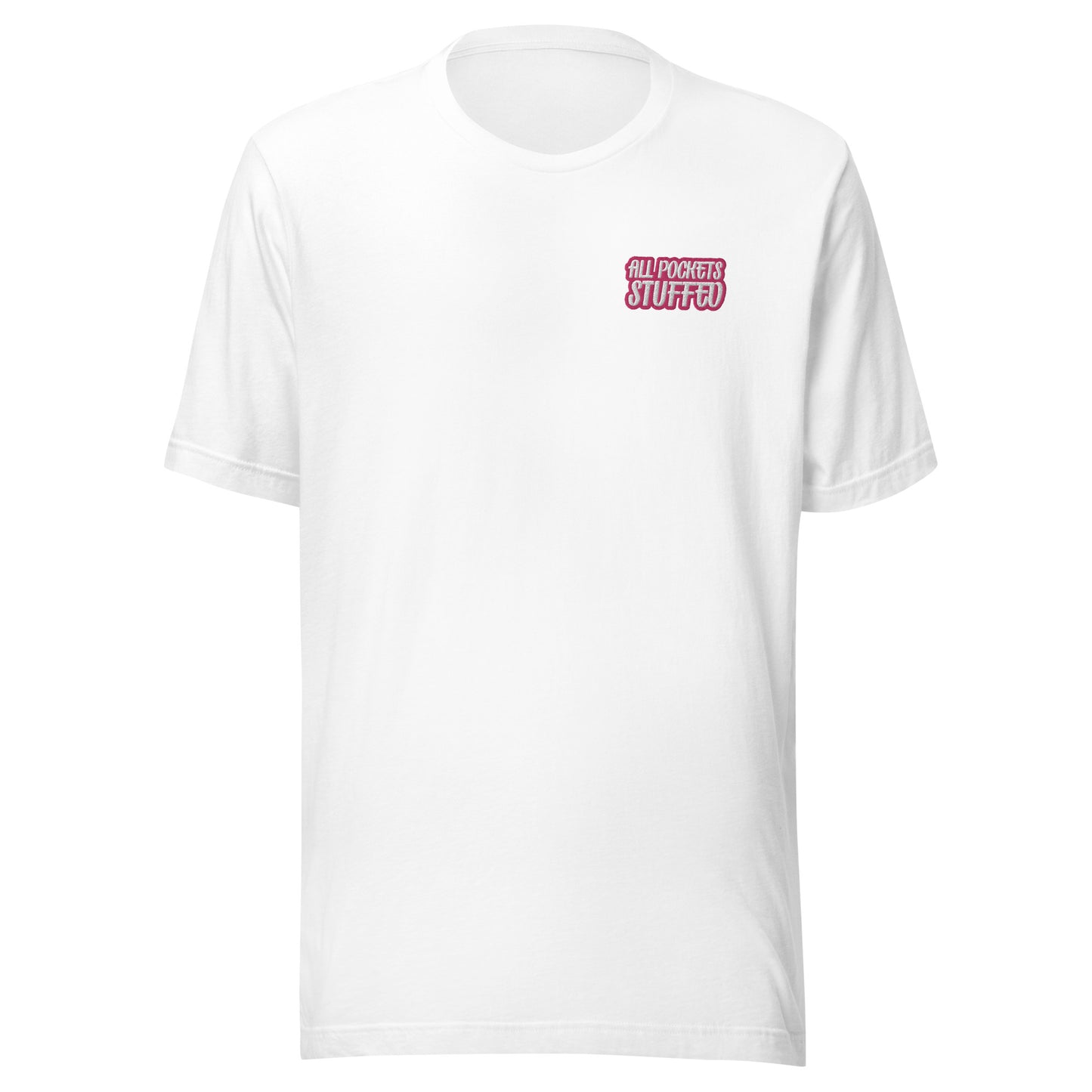 All Pockets Stuffed PINK/WHT Unisex t-shirt